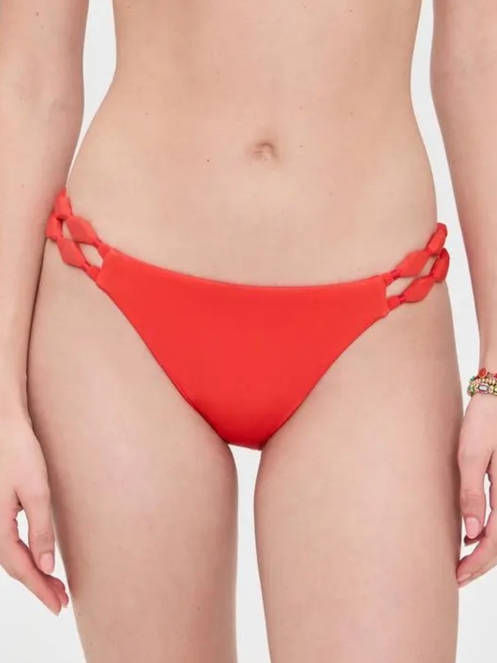VIX PAULA HERMANNY Solid Alexa Vivian Full Bikini Bottom Red Small NWOT